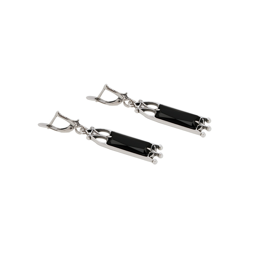 "Неф" серьги в серебряном покрытии из коллекции "Готика" от Jenavi  с английским замком