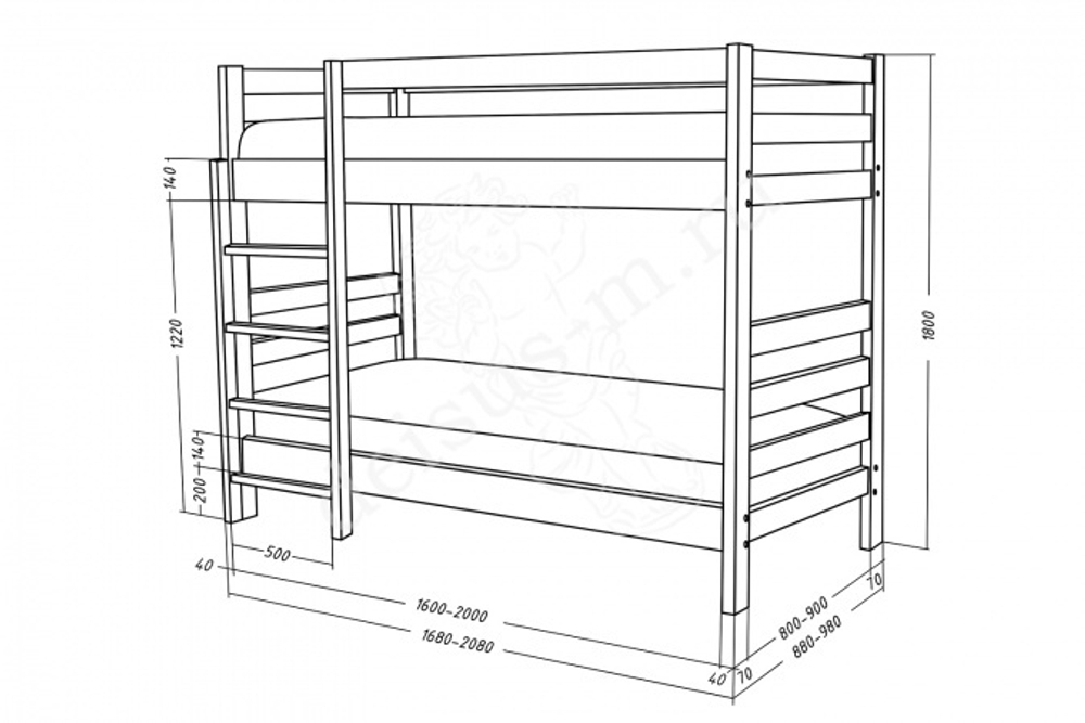 Кровать Дача двухъярусная