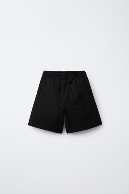 ZARA ЭЛАСТИЧНЫЕ ШОРТЫ С НАШИВКОЙ, ЧЕРНЫЙ