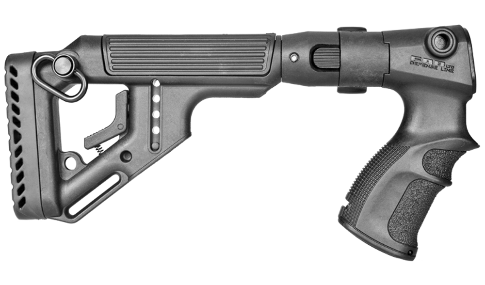 Складной приклад со щекой на Remington 870, черный, FAB Defense