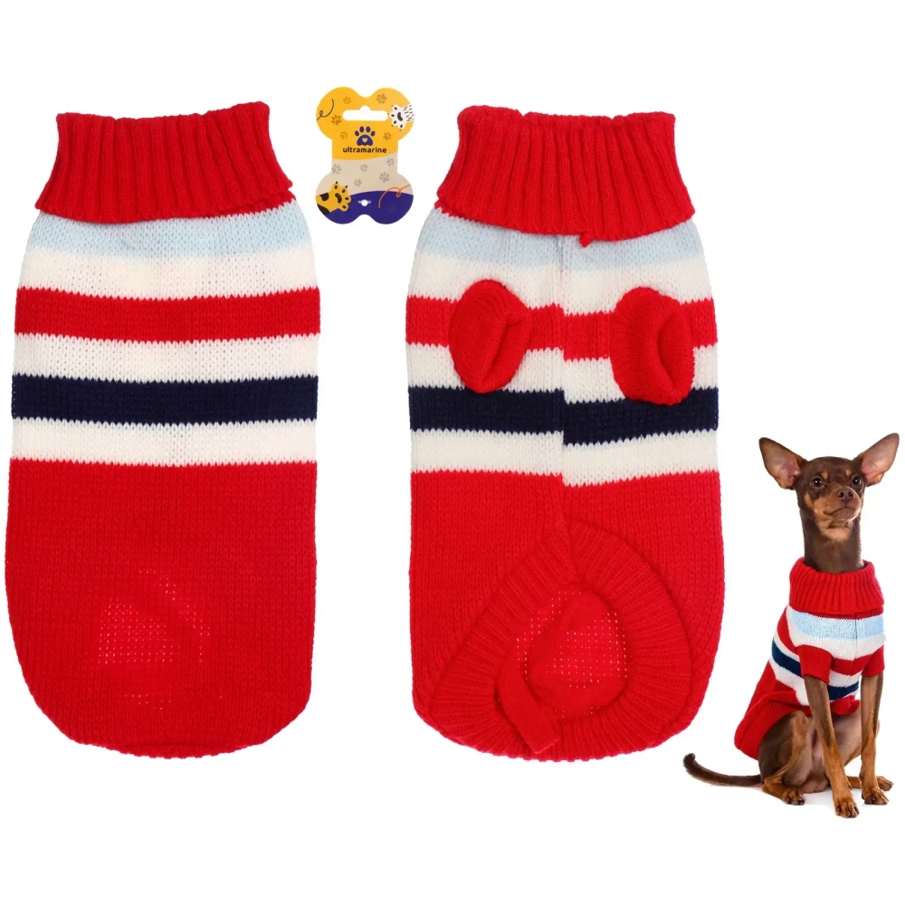 Кофта - свитер для мелких пород собак и кошек «BRO Style», полосочки, цвет красный, р S