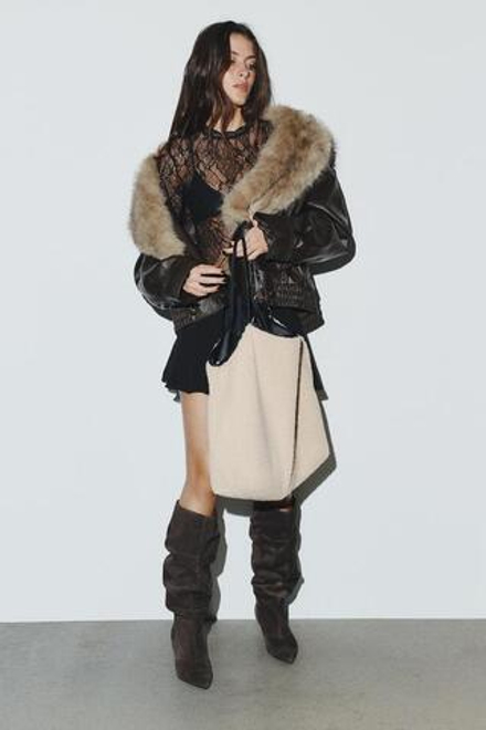 ZARA ДВУСТОРОННЯЯ СУМКА-ШОПЕР, ЧЕРНЫЙ