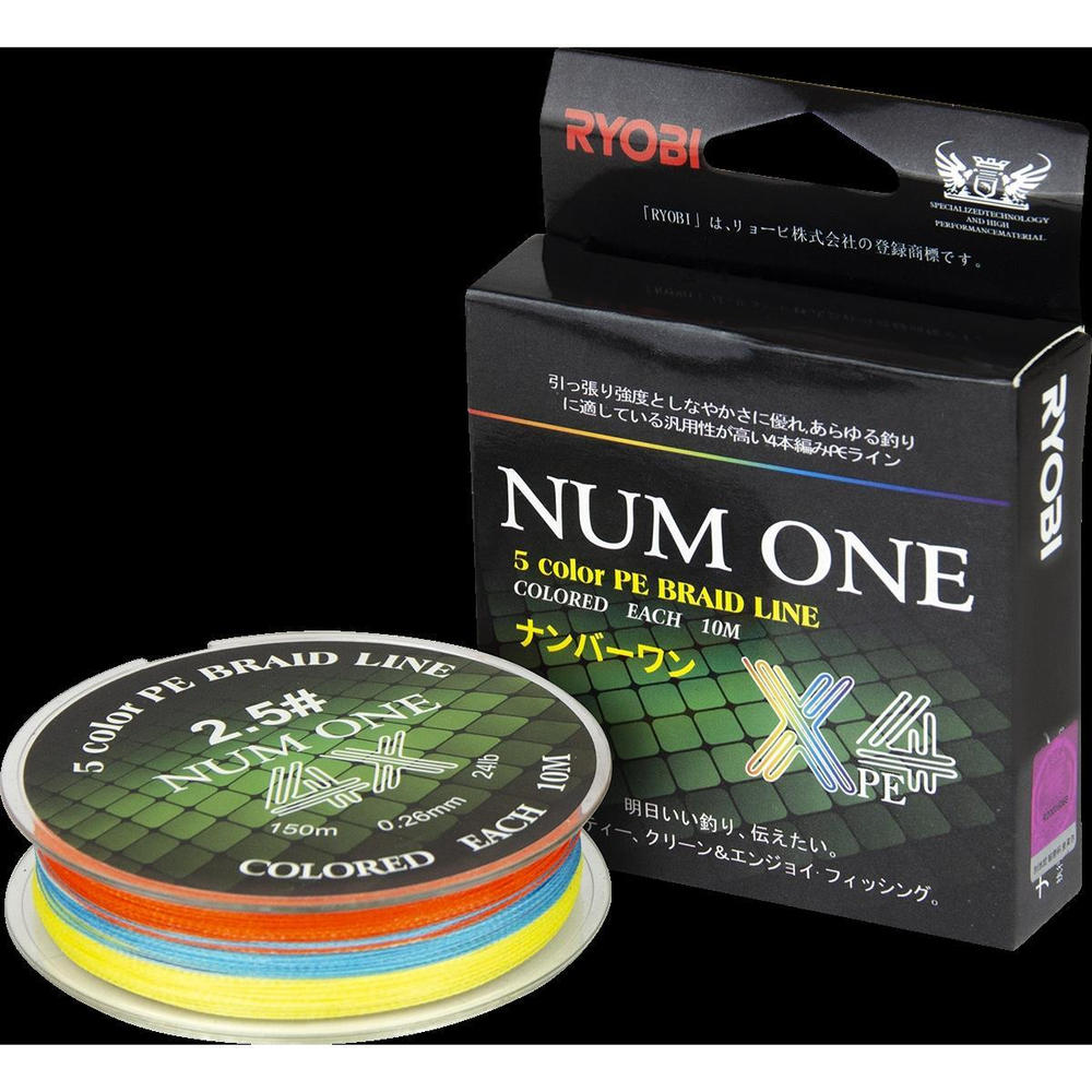 Шнур NUM ONE PE4X-100M 3.5#/0,310 mm Multi Colour Ryobi