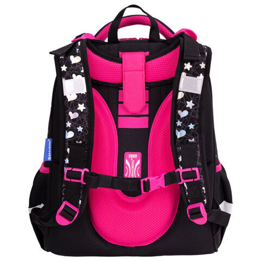 Ранец BRAUBERG LUMINOUS, 2 отделения, с брелоком, "Cats first", СВЕТЯЩИЙСЯ РИСУНОК, 38х29х16 см, 271367