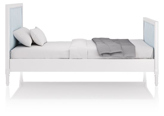 Кровать подростковая Elit (белый, голубая ткань)