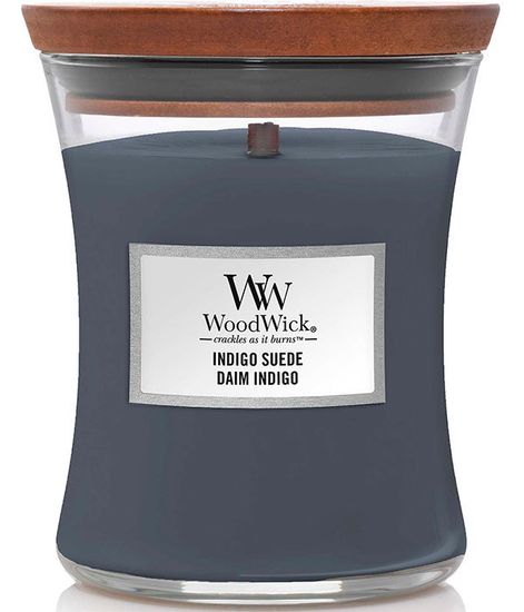 Индиго замша, ароматическая свеча, WoodWick