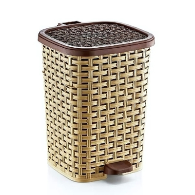 Мусорное ведро с педалью 12 лт ПЛЕТЁНОЕ бежевый