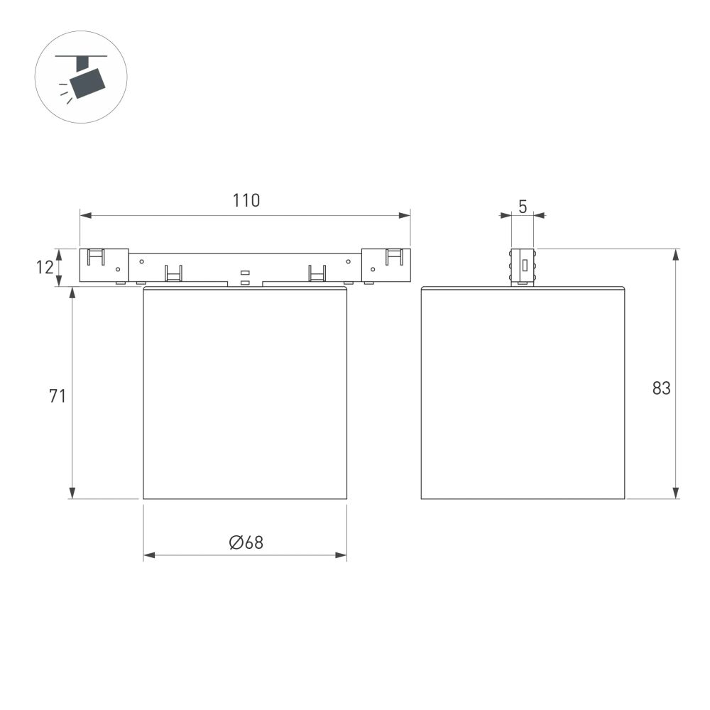 Светильник MAG-MICROCOSM-POINT-R68-7W Day4000 (BK, 36 deg, 24V) (Arlight, IP20 Металл, 5 лет) 051757