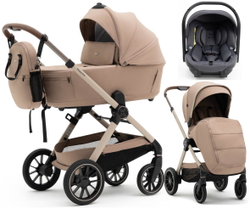 Коляска Agex Prima Pro 3 в 1 с автокреслом i-Team Grey APP232 Beige (Бежевый)