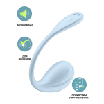 Голубое виброяйцо 23см для ношения с управлением через приложение Satisfyer Vibrating Egg Smooth Petal Blue