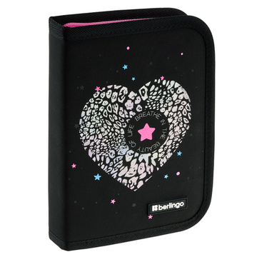 Пенал 1 отделение, 200*140*40 мм, Berlingo "Beauty", 2 дополнительные откидные секции, полиэстер