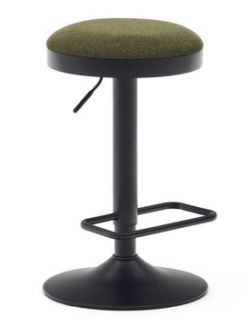 Табурет Zaib из синели темно-зеленого цвета и черной матовой стали, высота 58-80 см.