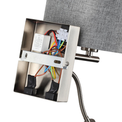 8251/2W MODERNI LN26 530  никель/серый, металл/текстиль бра Е14 40W + LED 3W 4000K 220V NIKKI