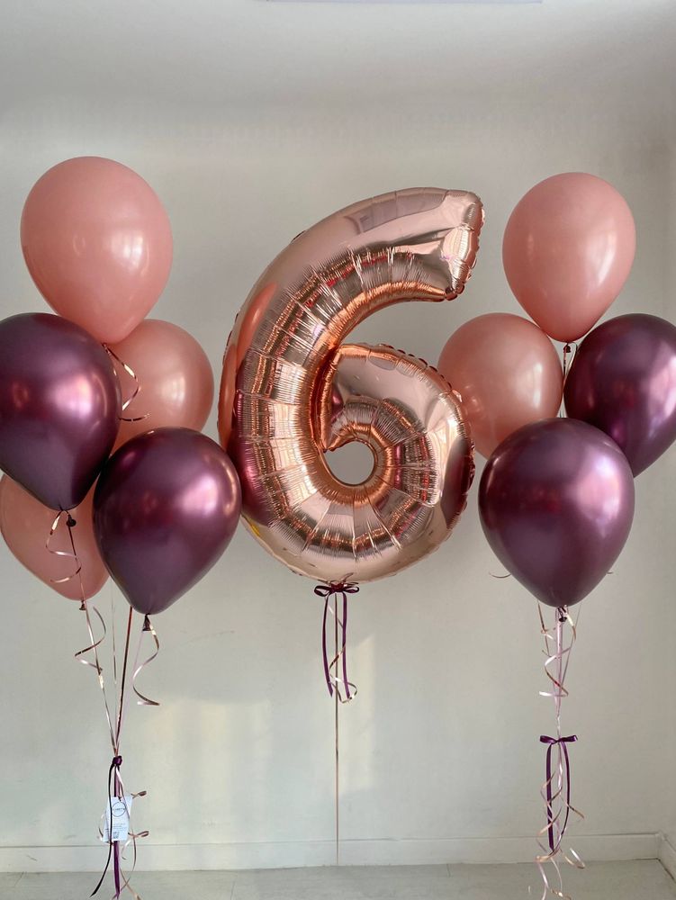 Воздушные гелиевые шарики с доставкой по Хабаровску пудра/бордовый №4800