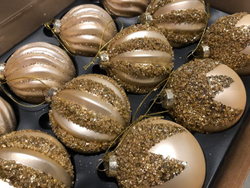 Набор елочных игрушек 12шт 8см House of Seasons Шар шампань 3 вида 84019