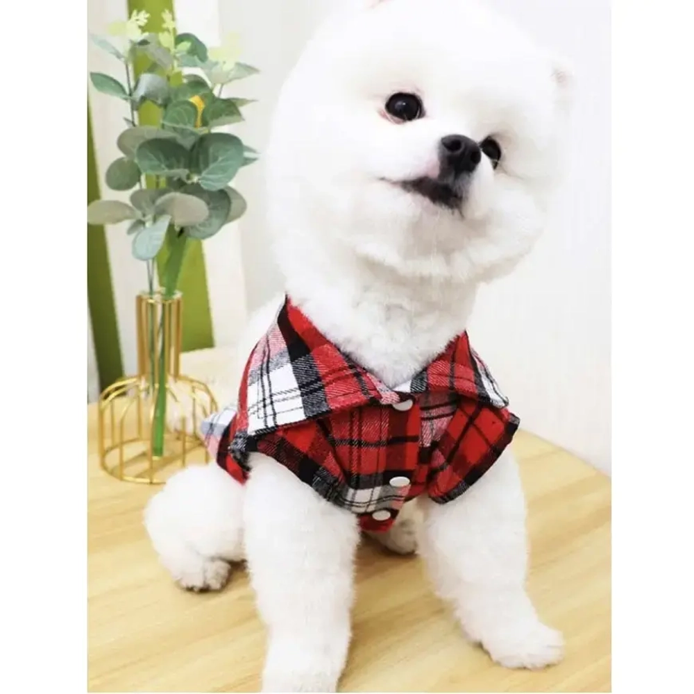 Кофта - рубашка фланелевая для мелких пород собак и кошек «BRO Style», цвет красный, р 3XL