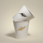 Стакан  бумажный белый с веточкой, золото, 220мл