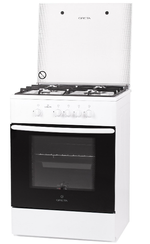 Плита газовая GRETA 600 15 белая ЧР (стеклянная крышка)
