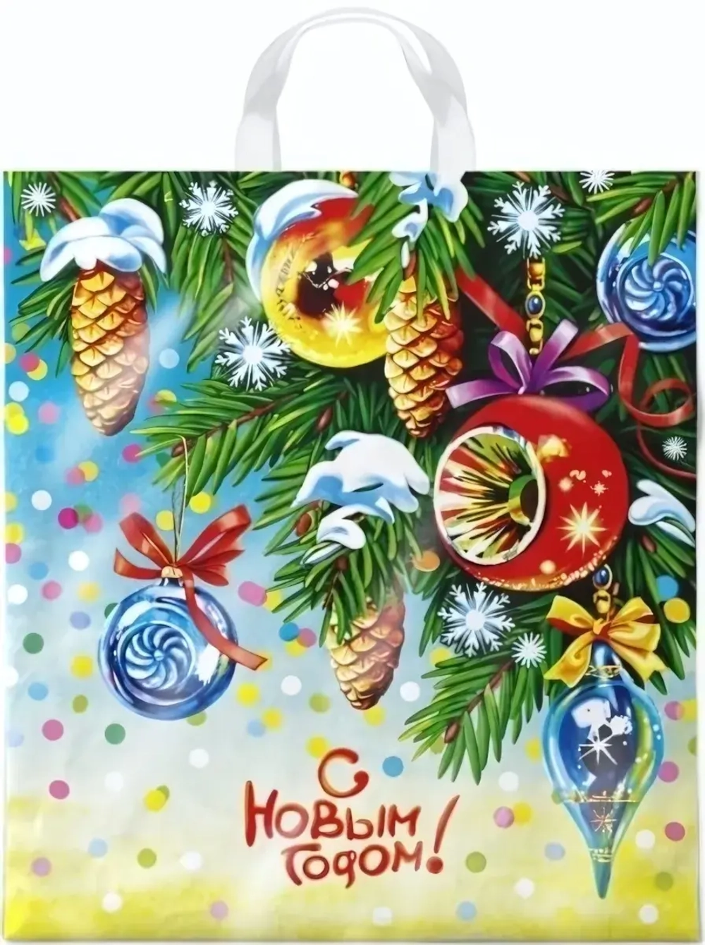 Пакет ПЭ с петлевой ручкой 38х42+6 (40) Интерпак НГ ПНД (Пробил час) Россия