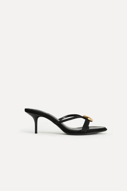 ZARA КОЖАНЫЕ БОСОНОЖКИ С МЕТАЛЛИЧЕСКИМИ ДЕТАЛЯМИ — 50TH ANNIVERSARY, ЧЕРНЫЙ
