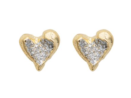 Серьги-гвоздики "Сердце. Druse" 19мм, биколор