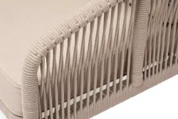 "Канны" кресло плетеное из роупа, каркас алюминий белый муар, роуп бежевый круглый, ткань бежевая 052