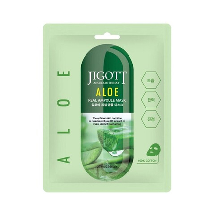 KR/ JIGOTT Маска-салфетка для лица "Алоэ" / ALOE Real Ampoule Mask