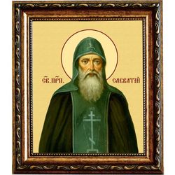 Савватий Соловецкий преподобный чудотворец. Икона на холсте.