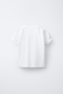 ZARA ФУТБОЛКА С ПРИНТОМ «ВИШНИ», БЕЛЫЙ