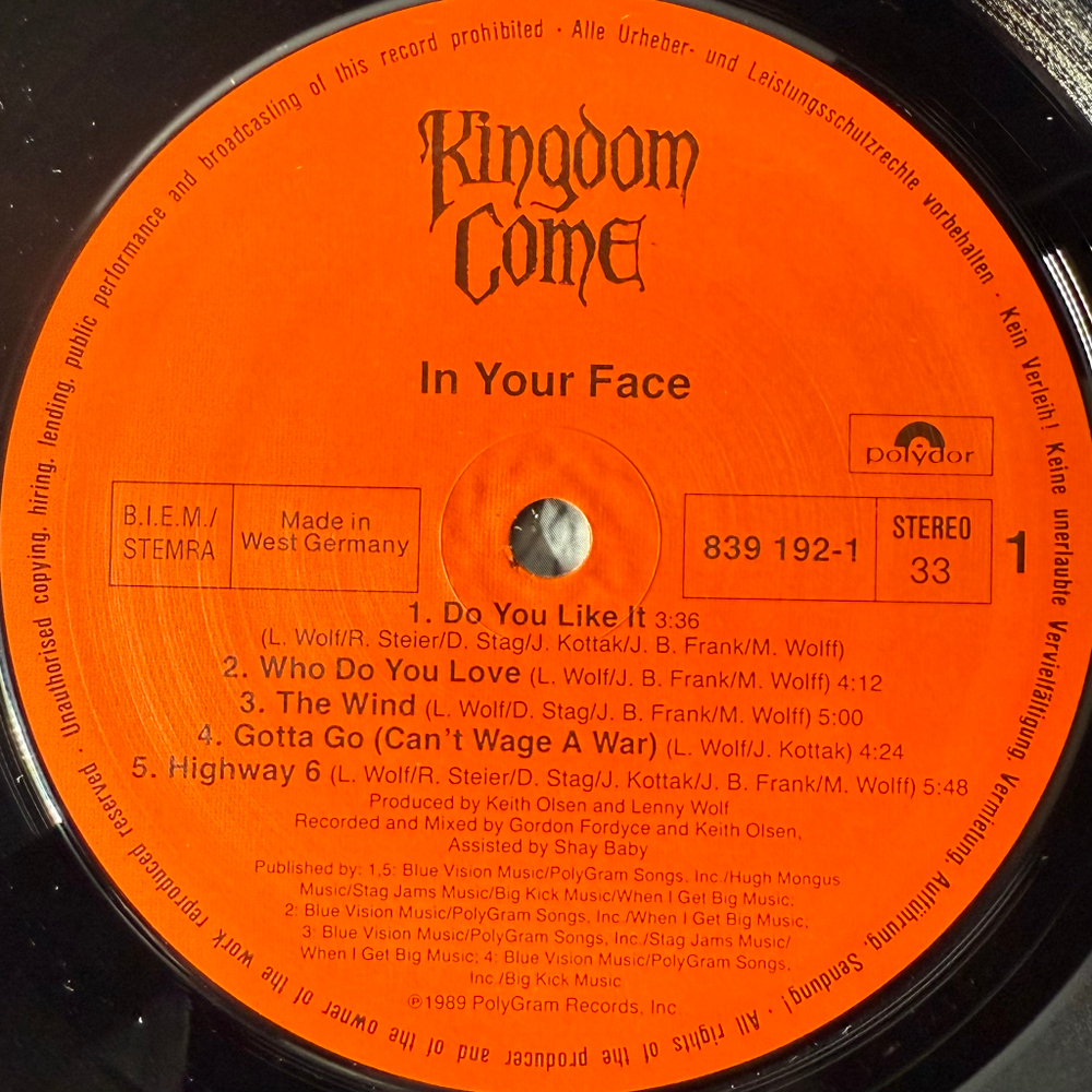Kingdom Come - In Your Face (Германия 1989г.)