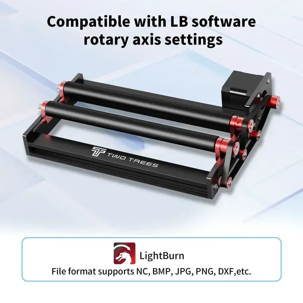 Модуль лазерного вращения Twotrees-TR3 используется для гравировки круглых предметов.