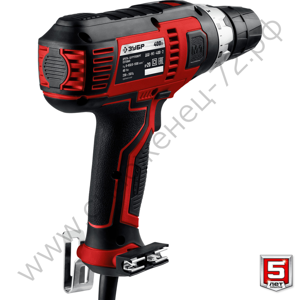 ЗУБР 400 Вт, 40 Н·м, сетевая дрель-шуруповерт (ДШ-М1-400-2)