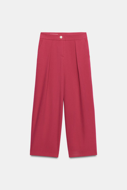 ZARA БРЮКИ CARROT FIT СО СКЛАДКАМИ, ЦВЕТ ФУКСИИ