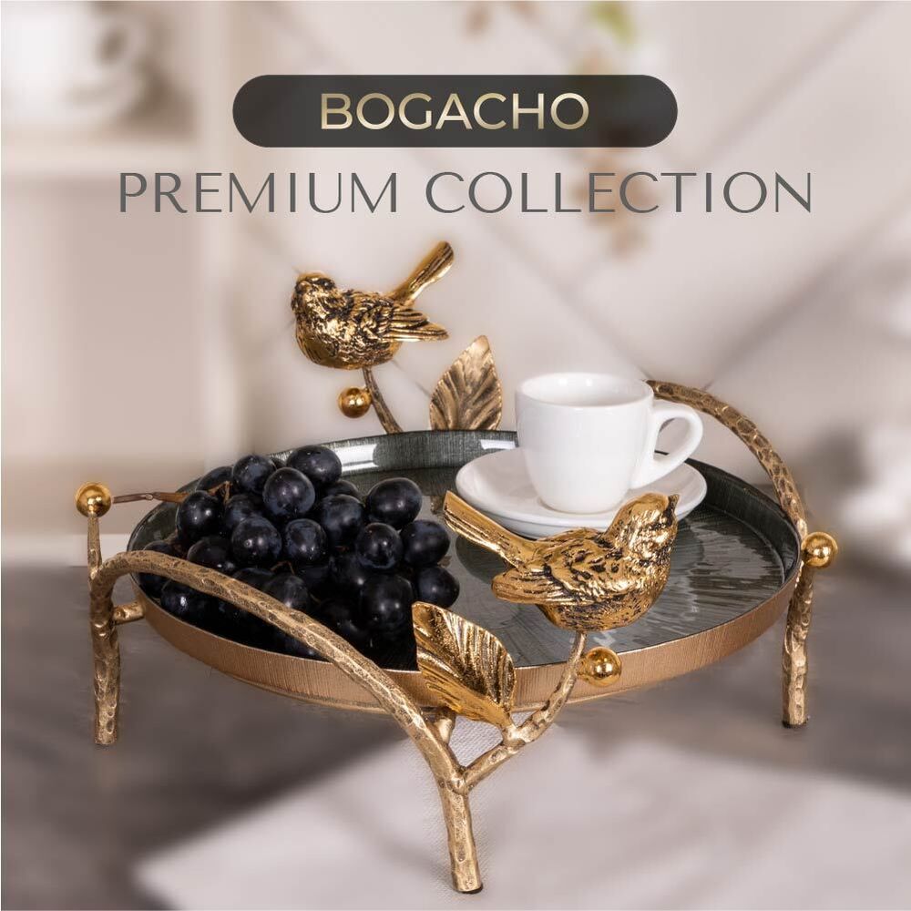 Фруктовница-конфетница Терра (поднос) Бронза Зеленый