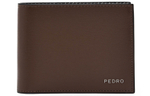 PEDRO Calfskin Textile Card Holder Wallet Men"s Black/Umber