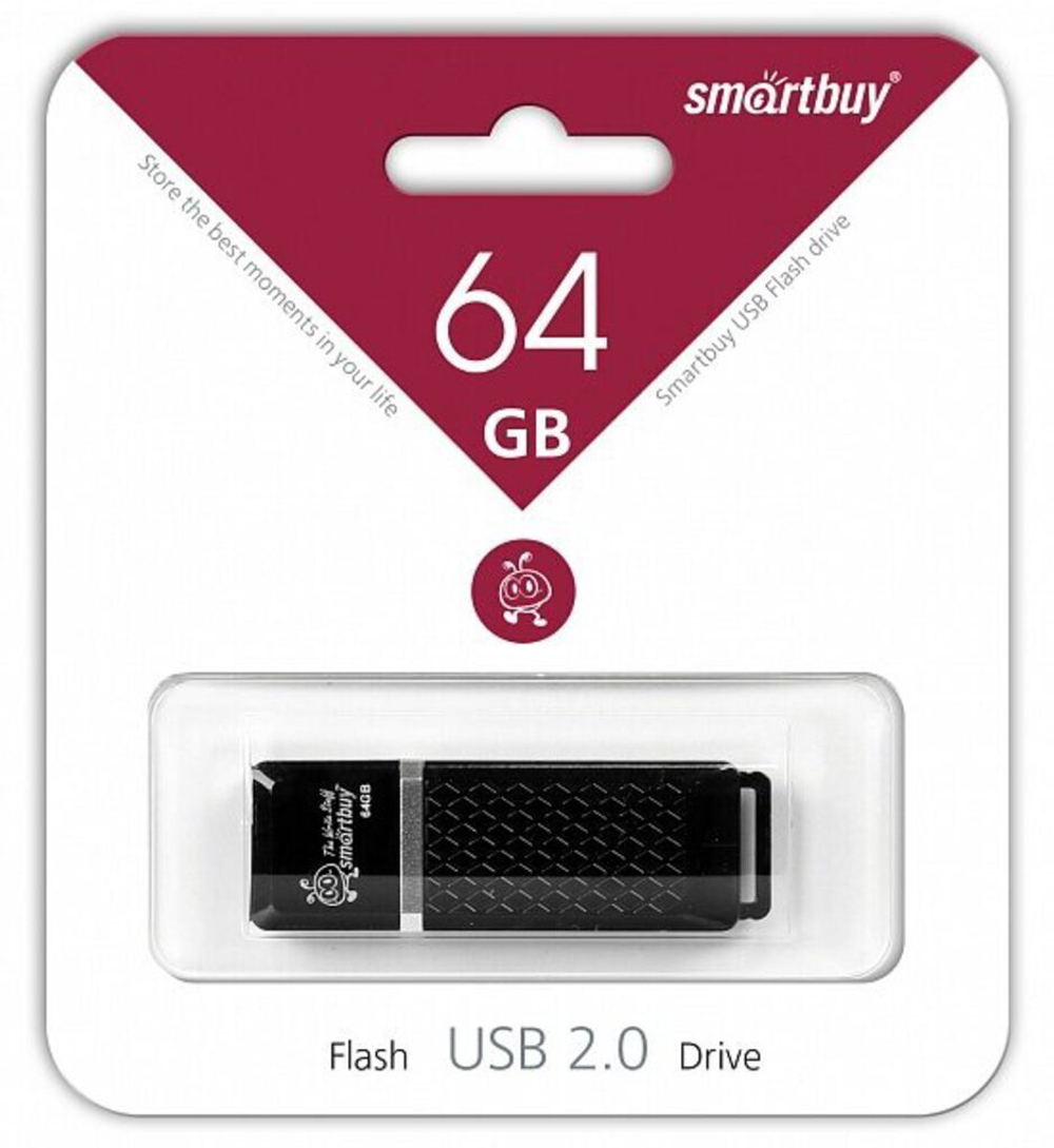 Флеш-драйв 64 GB USB 2.0 Smartbuy Quartz series Black