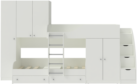 Двухъярусная кровать КарИВи Лео с лестницей Комод КарИВиом Белый  Белый