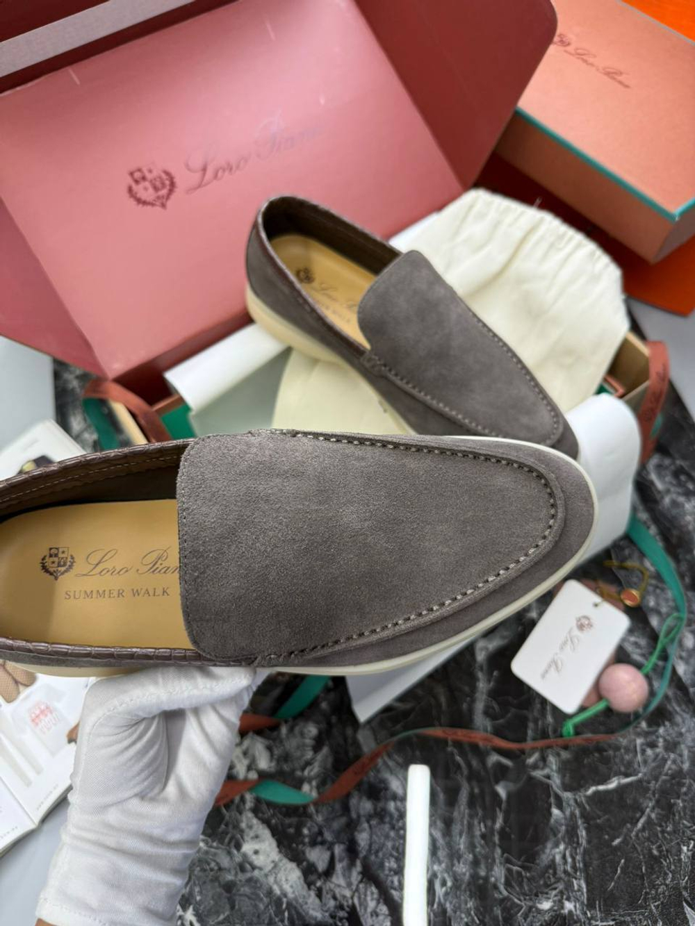 Лоферы Loro Piana вставка из кожи крокодила