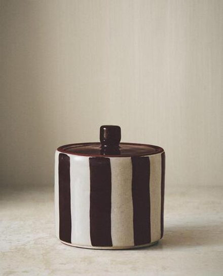 ZARA HOME БАНОЧКА ДЛЯ ВАННОЙ КОМНАТЫ В ПОЛОСКУ, КОРИЧНЕВЫЙ