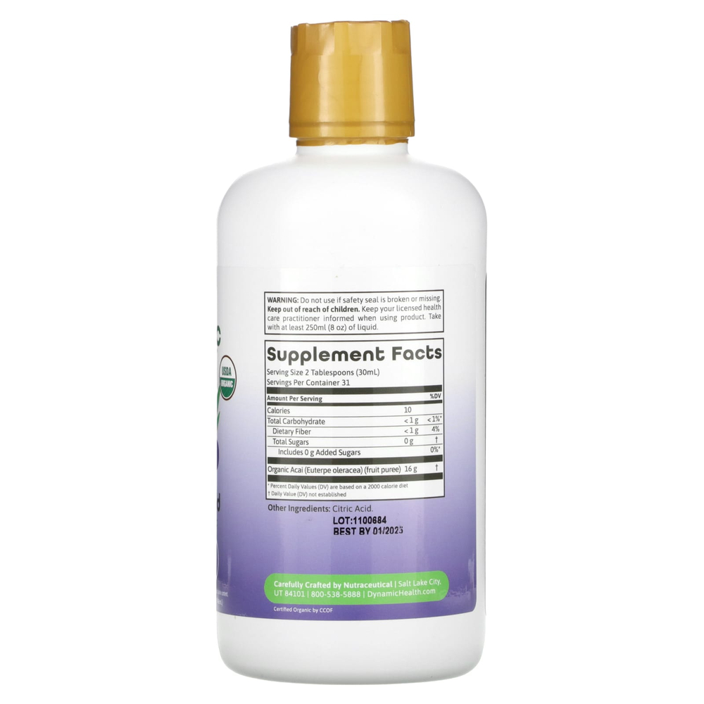 Dynamic Health, Сертифицированное органическое золото асаи, 946 мл (32 жидк. унц.)