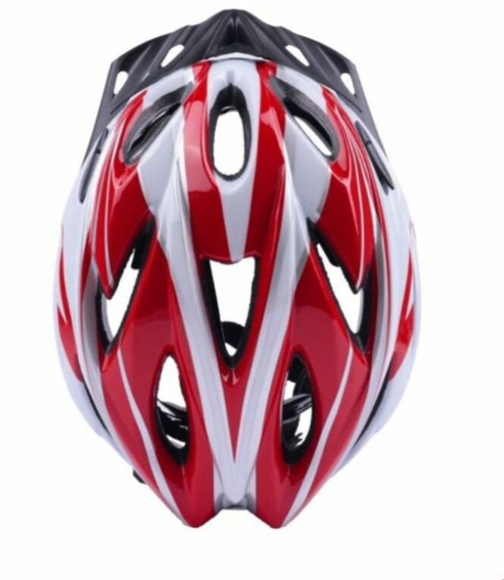 Шлем велосипедный K7-Sport, с козырьком, регулируемый, белый, красный