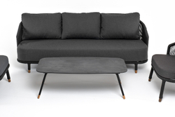 "Лугано" лаунж-зона 5-местная плетеная из роупа (веревки), каркас алюминиевый темно-серый, роуп темно-серый