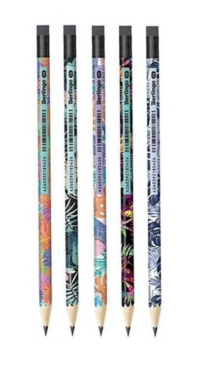 Карандаш ч/г "Jungle" HB заточен. с ластиком BP01307 (Berlingo)