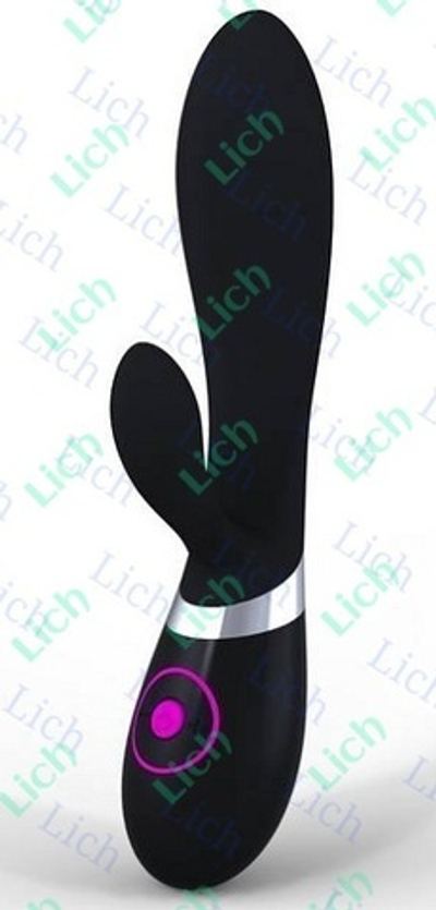 Чёрный вибратор Rabbit с клиторальным отростком