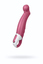 Вибратор Satisfyer Petting Hippo с загнутым кончиком - 22,9 см. (Цвет: светло-бордовый)