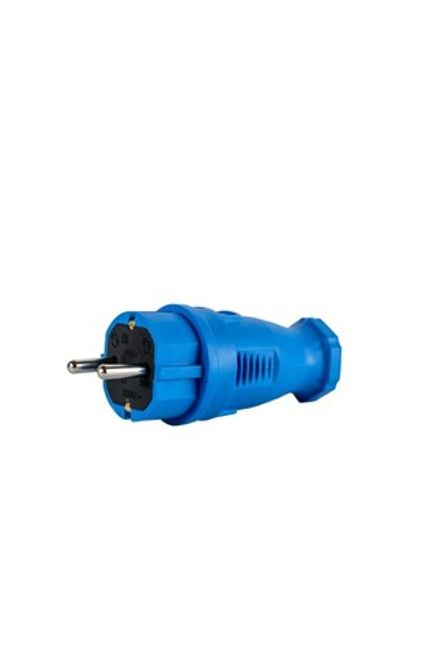 Вилка прямая DYNEL с/з каучук 2P+PE 230V 16А IP44 Синяя (1/30)