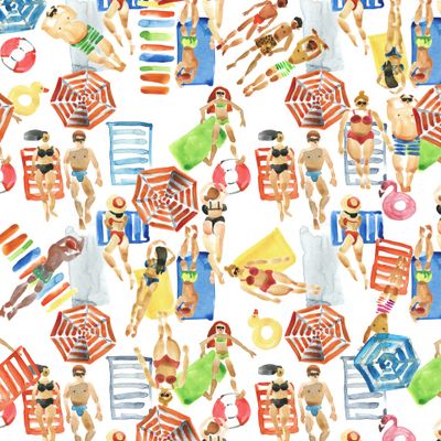 пляж акварель паттерн