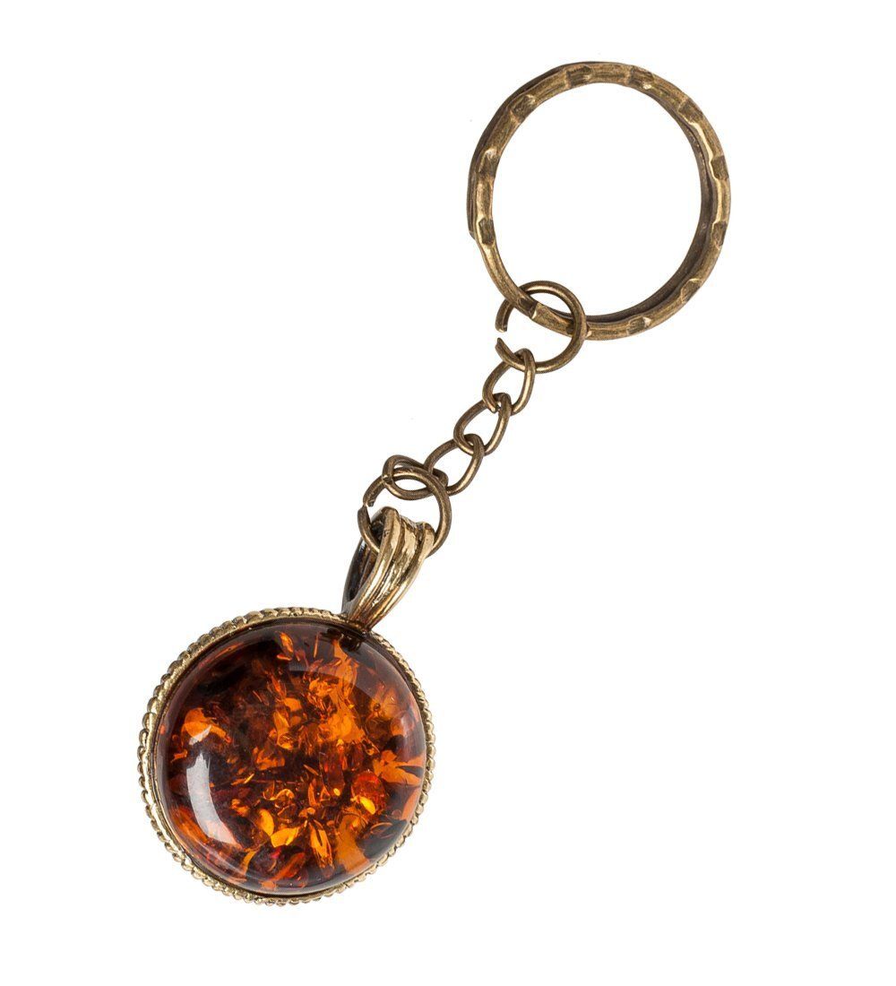 AM- 817 Брелок «Знак зодиака-Лев» (латунь, янтарь)