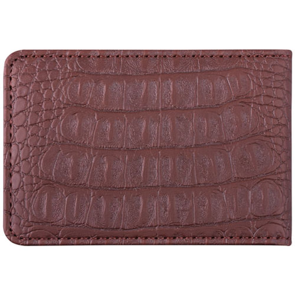 Визитница однорядная BRAUBERG "Cayman", на 20 визиток, под кожу крокодила, коричневая, 232068