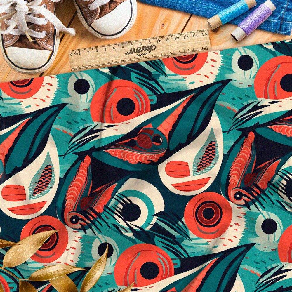 Ткань премиум таффета эффектный графити